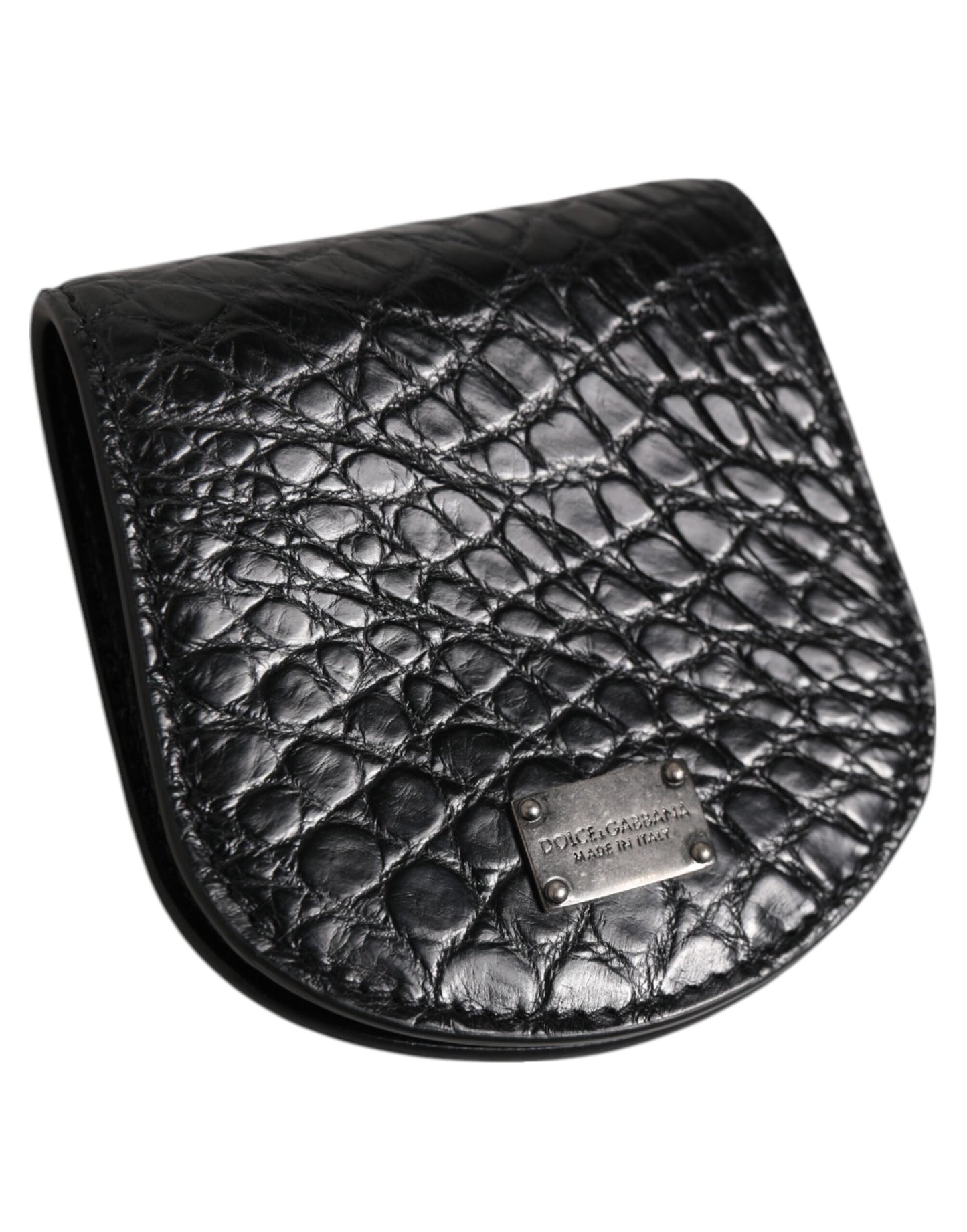 Dolce &amp; Gabbana Black Exotic Skin Coin Condom Case Holder Pocket Wallet