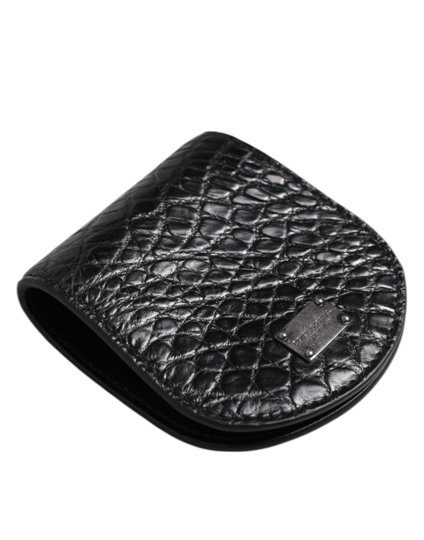 Dolce &amp; Gabbana Black Exotic Skin Coin Condom Case Holder Pocket Wallet