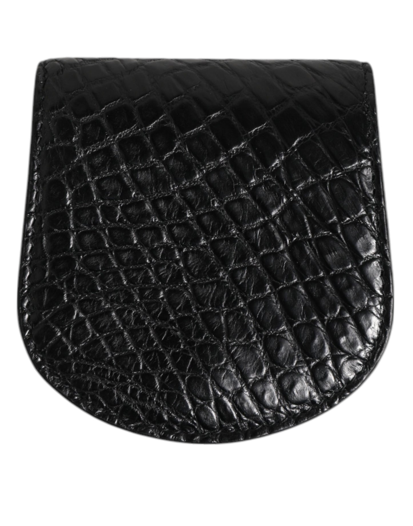 Dolce &amp; Gabbana Black Exotic Skin Coin Condom Case Holder Pocket Wallet