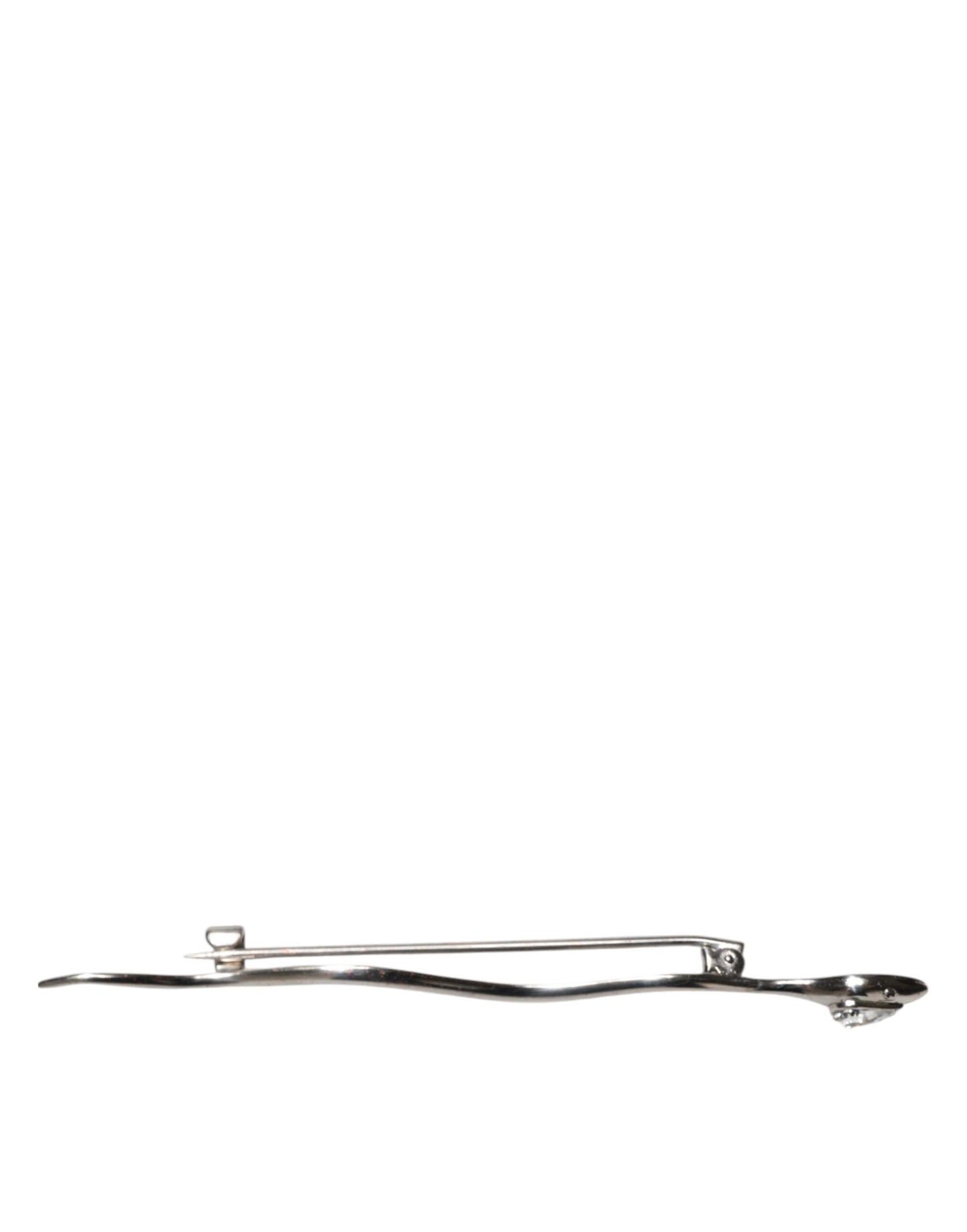 Dolce &amp; Gabbana Silver Brass Crystal Spilla Serpente Mens Brooch Pin