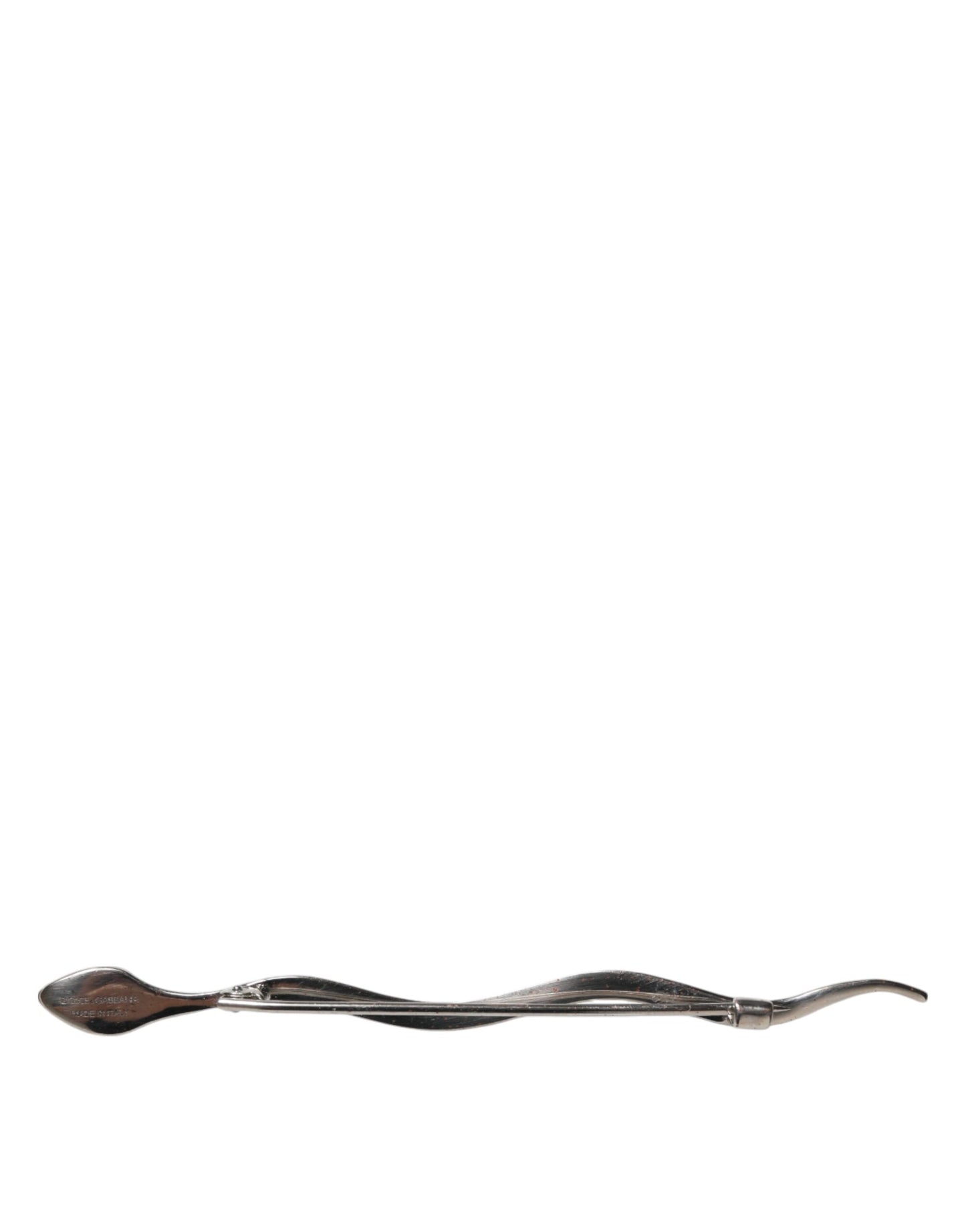 Dolce &amp; Gabbana Silver Brass Crystal Spilla Serpente Mens Brooch Pin