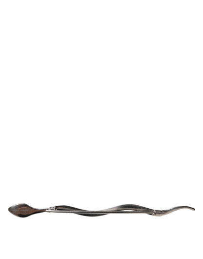 Dolce &amp; Gabbana Silver Brass Crystal Spilla Serpente Mens Brooch Pin