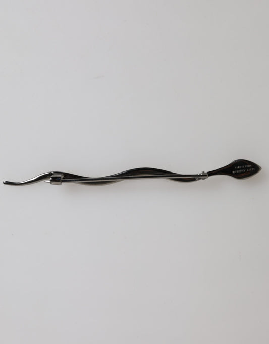 Dolce &amp; Gabbana Black Brass Crystal Spilla Serpente Mens Brooch Pin