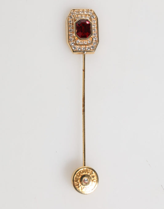 Dolce &amp; Gabbana Rhinestone Embellished Sterling Silver Collar Brooch Pin