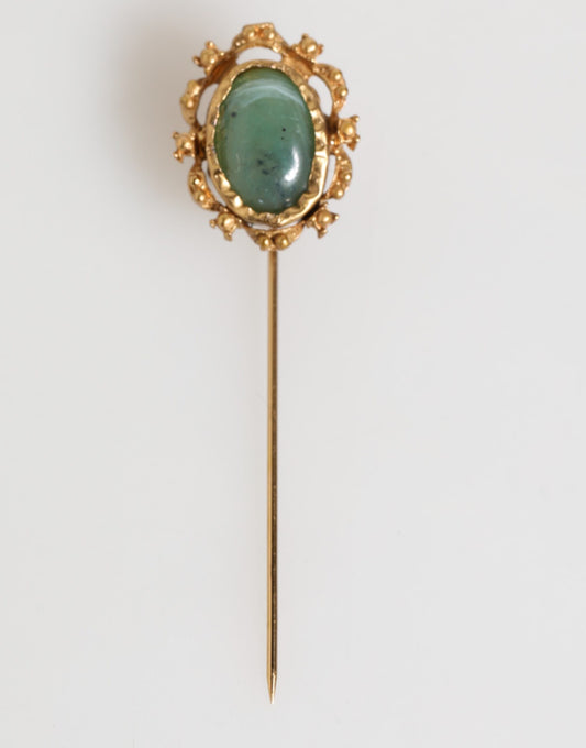 Dolce &amp; Gabbana Gold Tone Green Stone Antique Men Accessory Brooch Pin