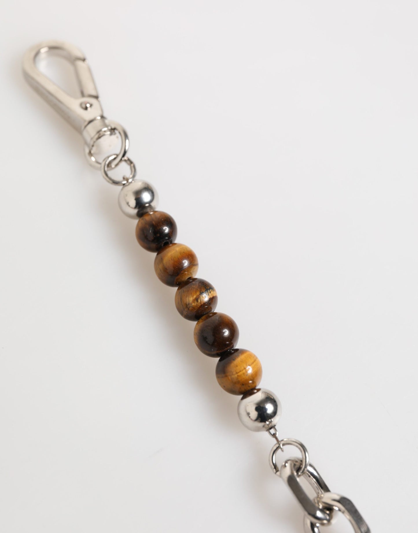 Dolce &amp; Gabbana Silver Chain Brass Beaded Lobster Clasp Logo Men Bracelet