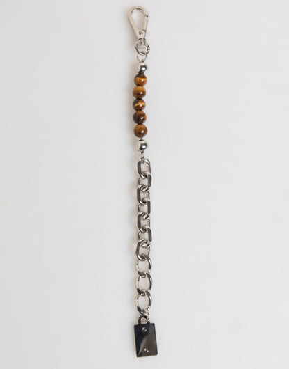 Dolce &amp; Gabbana Silver Chain Brass Beaded Lobster Clasp Logo Men Bracelet