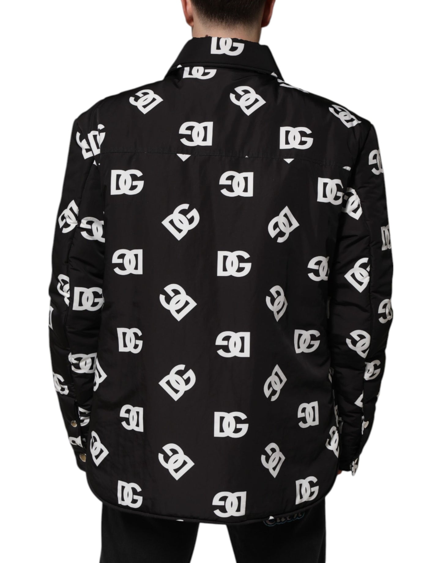 Dolce &amp; Gabbana Black DG Monogram Nylon Windbreaker Jacket