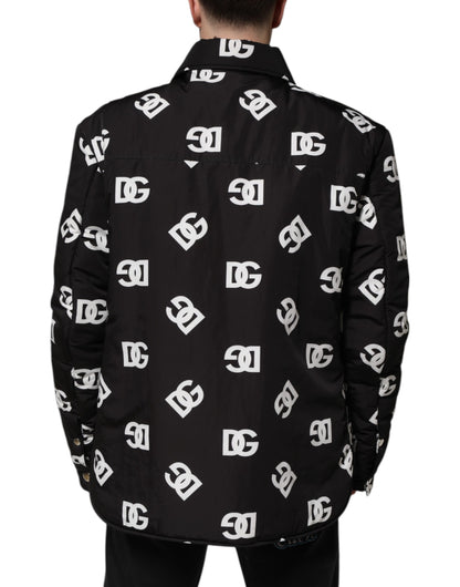 Dolce &amp; Gabbana Black DG Monogram Nylon Windbreaker Jacket