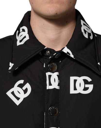 Dolce &amp; Gabbana Black DG Monogram Nylon Windbreaker Jacket