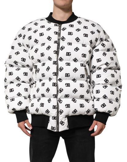 Dolce &amp; Gabbana White DG Monogram Full Zip Quilted Jacket