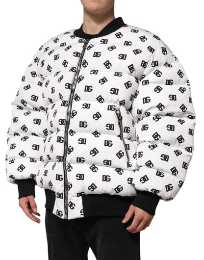 Dolce &amp; Gabbana White DG Monogram Full Zip Quilted Jacket