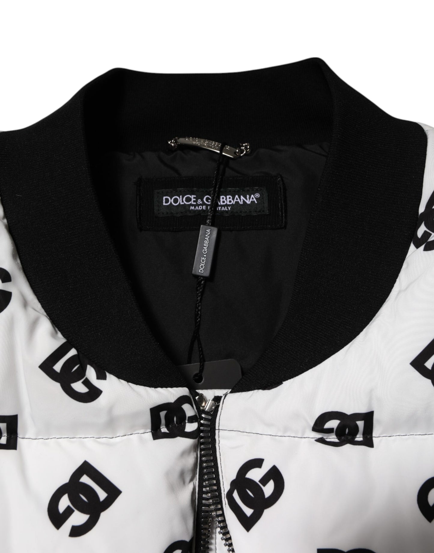 Dolce &amp; Gabbana White DG Monogram Full Zip Quilted Jacket