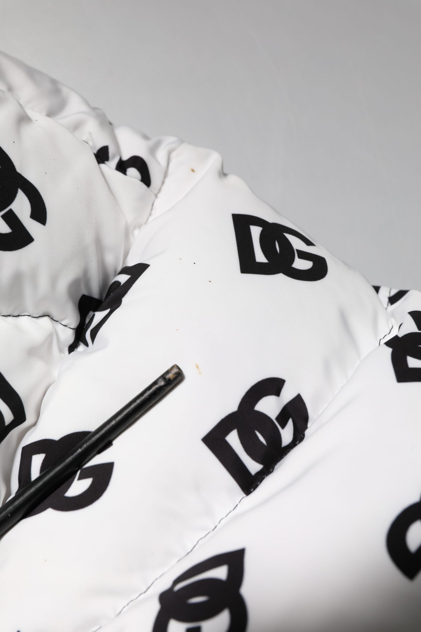 Dolce &amp; Gabbana White DG Monogram Full Zip Quilted Jacket