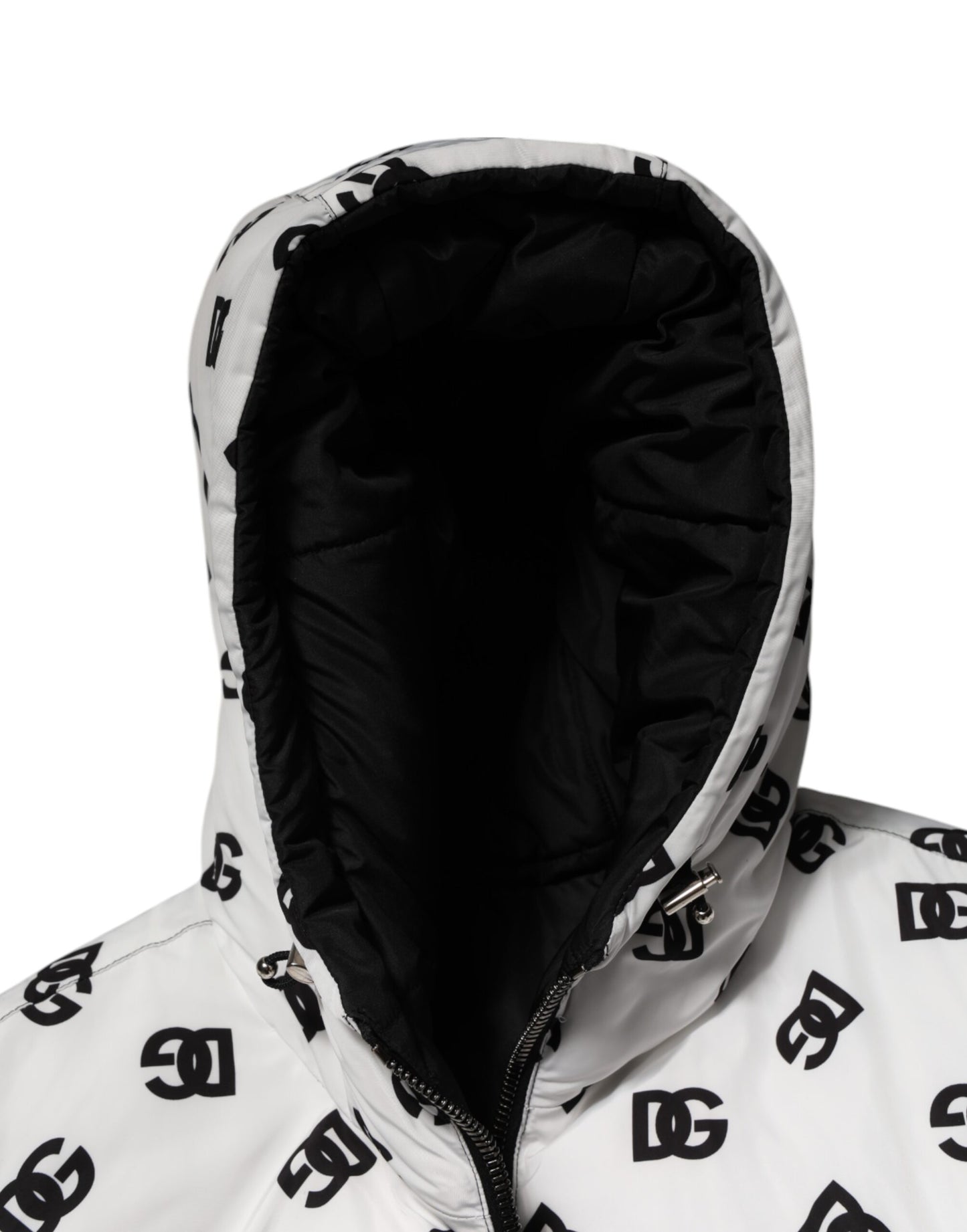 Dolce &amp; Gabbana White DG Monogram Hooded Puffer Jacket