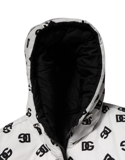 Dolce &amp; Gabbana White DG Monogram Hooded Puffer Jacket
