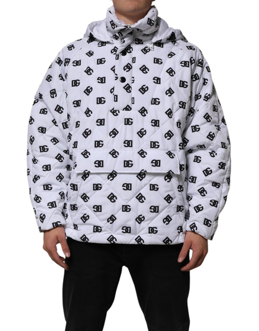 Dolce &amp; Gabbana White DG Monogram Hooded Quilted Jacket