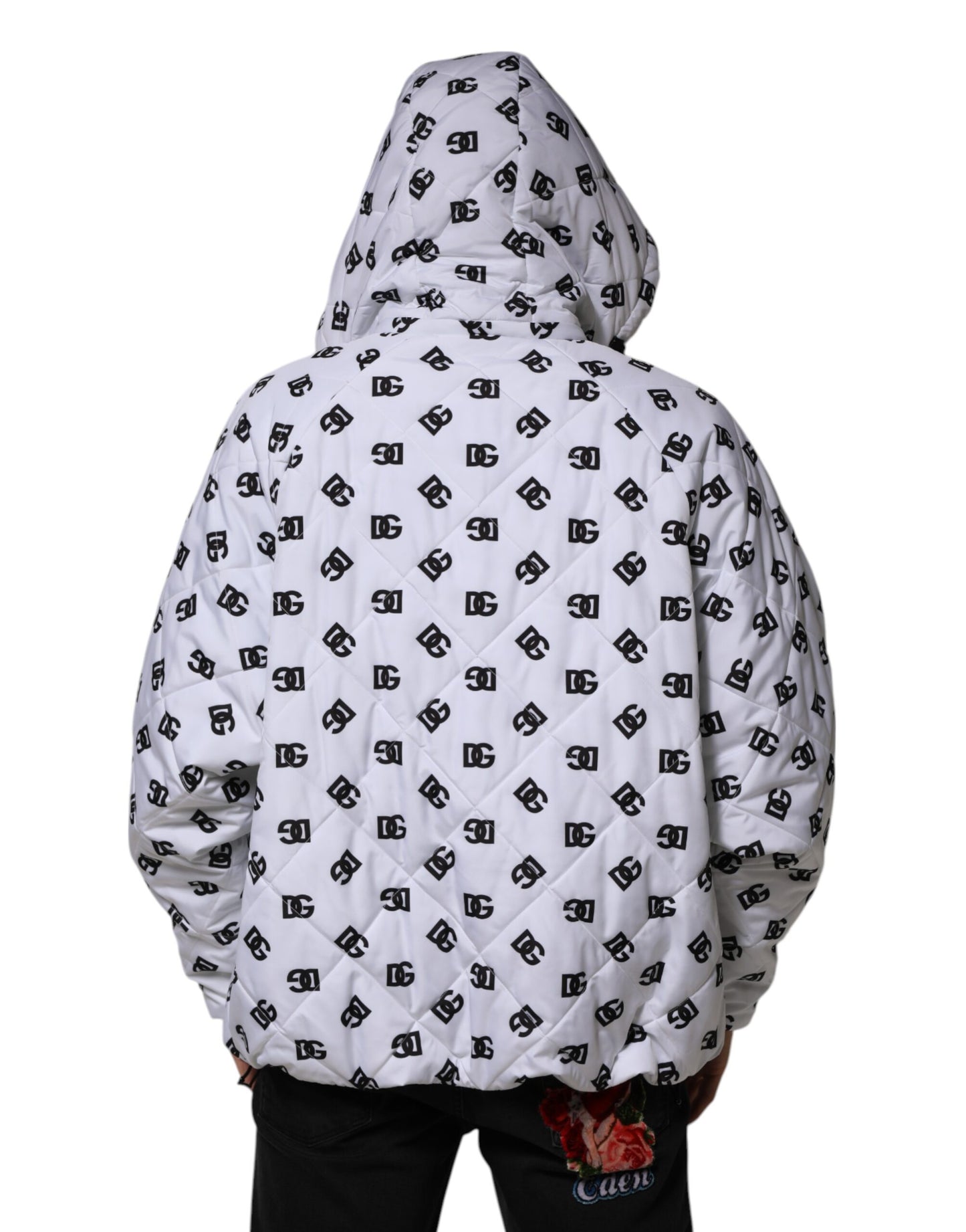 Dolce &amp; Gabbana White DG Monogram Hooded Quilted Jacket