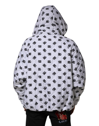 Dolce &amp; Gabbana White DG Monogram Hooded Quilted Jacket