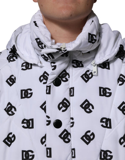 Dolce &amp; Gabbana White DG Monogram Hooded Quilted Jacket