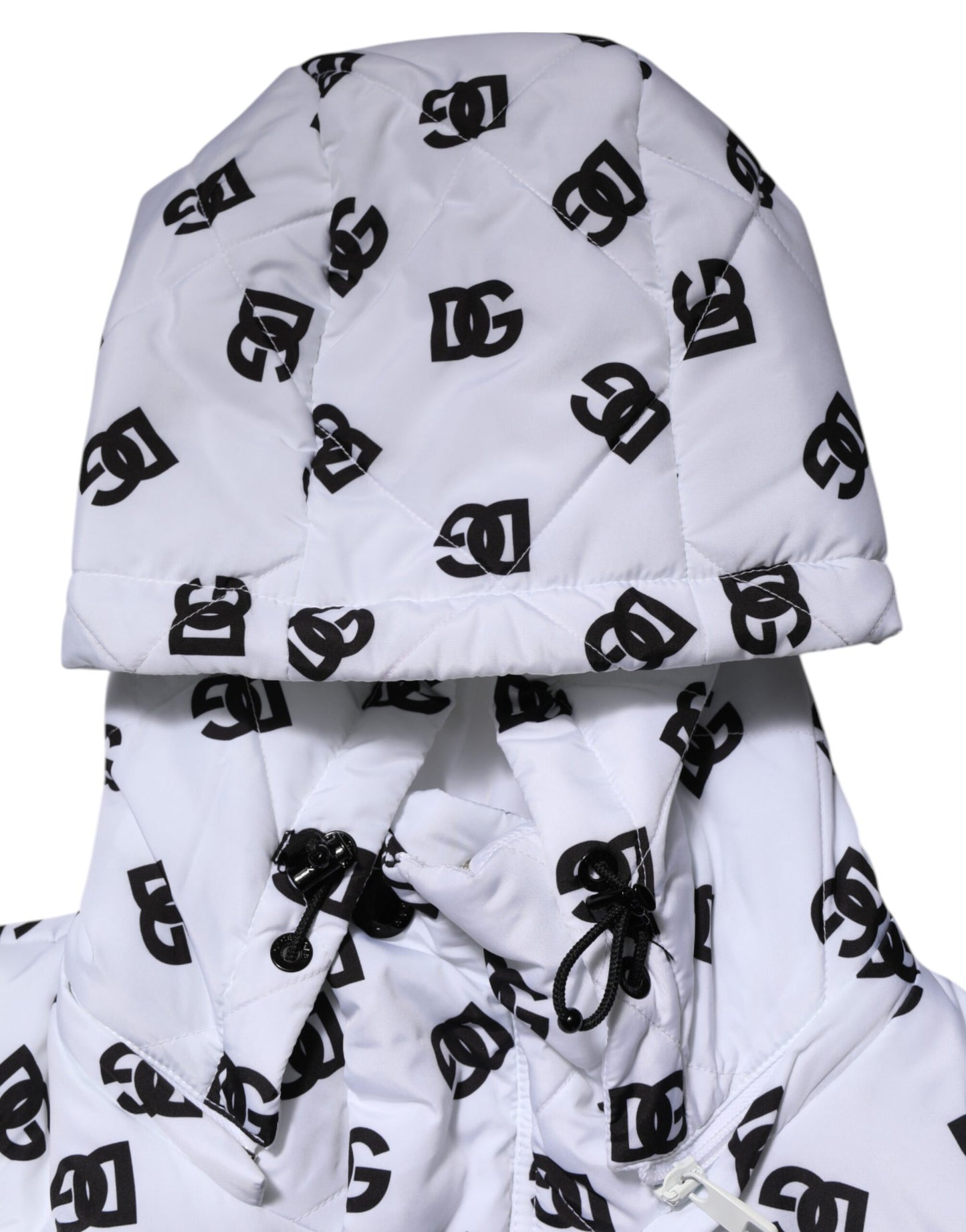 Dolce &amp; Gabbana White DG Monogram Hooded Quilted Jacket
