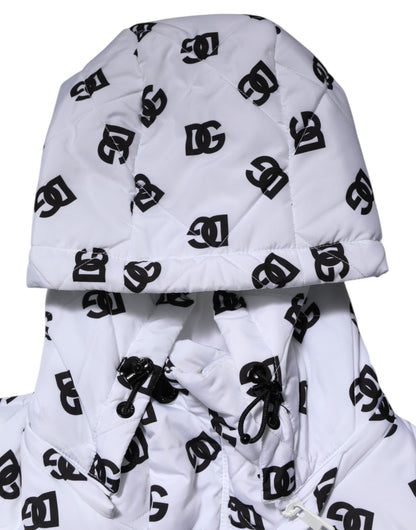 Dolce &amp; Gabbana White DG Monogram Hooded Quilted Jacket