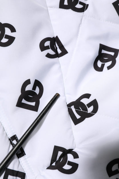Dolce &amp; Gabbana White DG Monogram Hooded Quilted Jacket