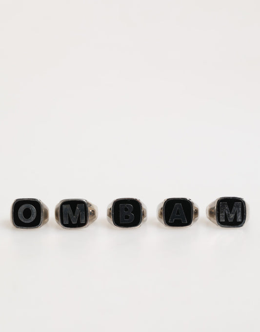 Dolce &amp; Gabbana Silver Tone Brass Lettering Set 5 Pieces Adjustable Ring
