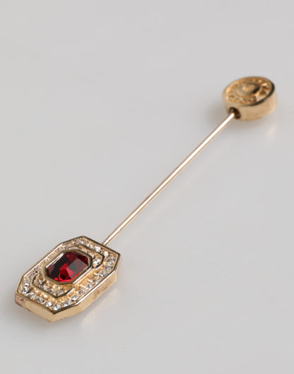 Dolce &amp; Gabbana Rhinestone Embellished Sterling Silver Collar Brooch Pin
