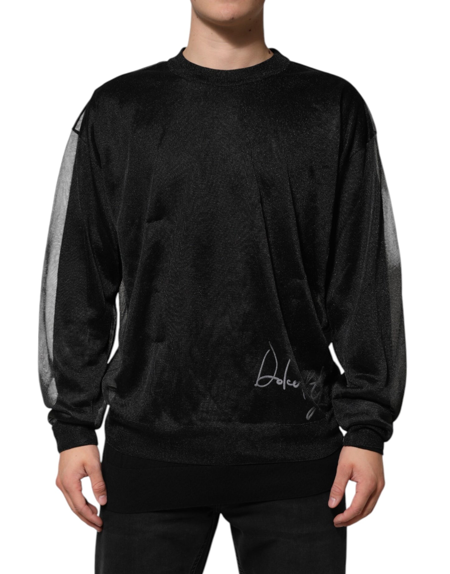 Dolce &amp; Gabbana Black Polyester Pullover Sweatshirt Sweater