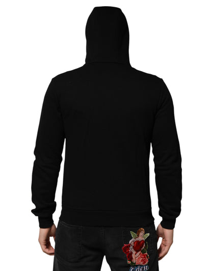 Dolce &amp; Gabbana Black Cotton Plaque Track Cardigan Sweater