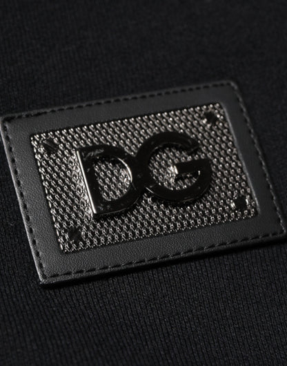Dolce &amp; Gabbana Black Cotton Plaque Track Cardigan Sweater