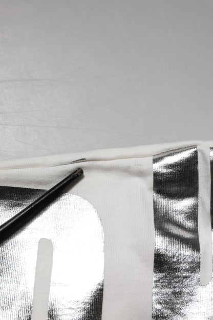 Dolce &amp; Gabbana White Metallic Print Cotton CrewNeck T-shirt