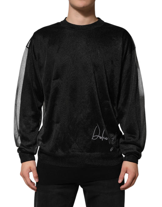 Dolce &amp; Gabbana Black Polyester Pullover Sweatshirt Sweater