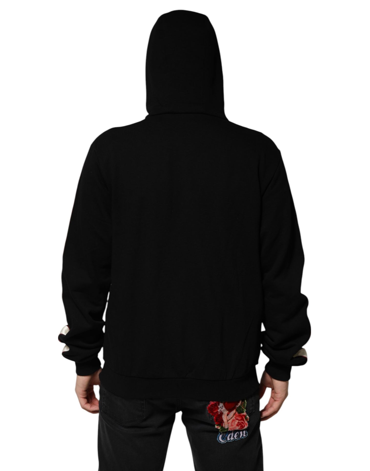 Dolce &amp; Gabbana Black Cotton Plaque Track Cardigan Sweater