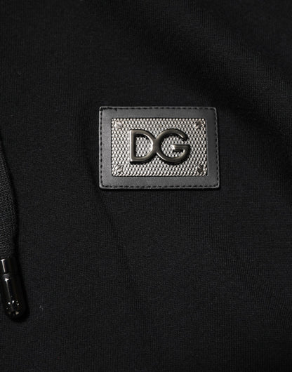 Dolce &amp; Gabbana Black Cotton Plaque Track Cardigan Sweater