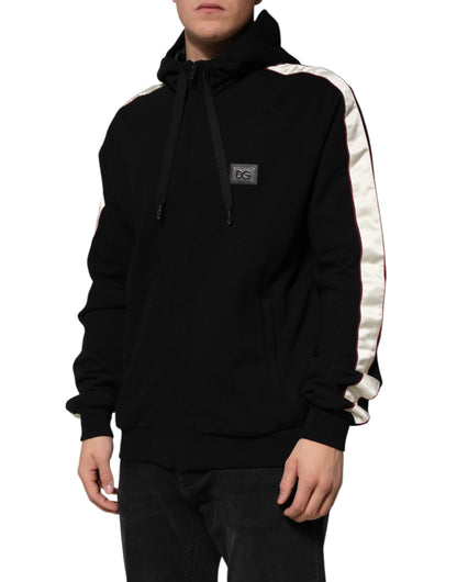 Dolce &amp; Gabbana Black Cotton Plaque Track Cardigan Sweater