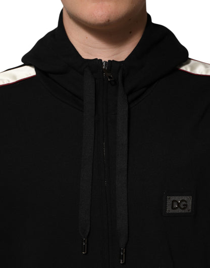 Dolce &amp; Gabbana Black Cotton Plaque Track Cardigan Sweater