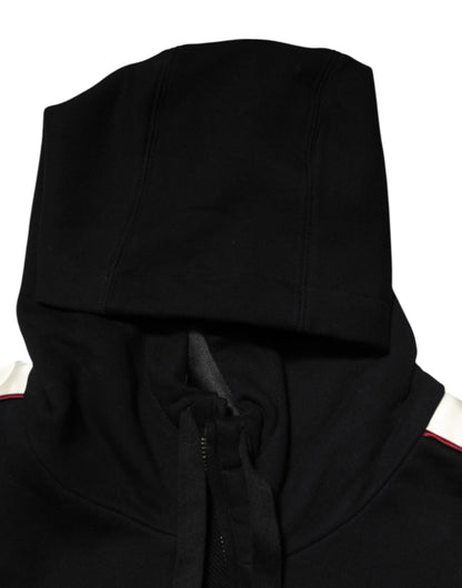 Dolce &amp; Gabbana Black Cotton Plaque Track Cardigan Sweater
