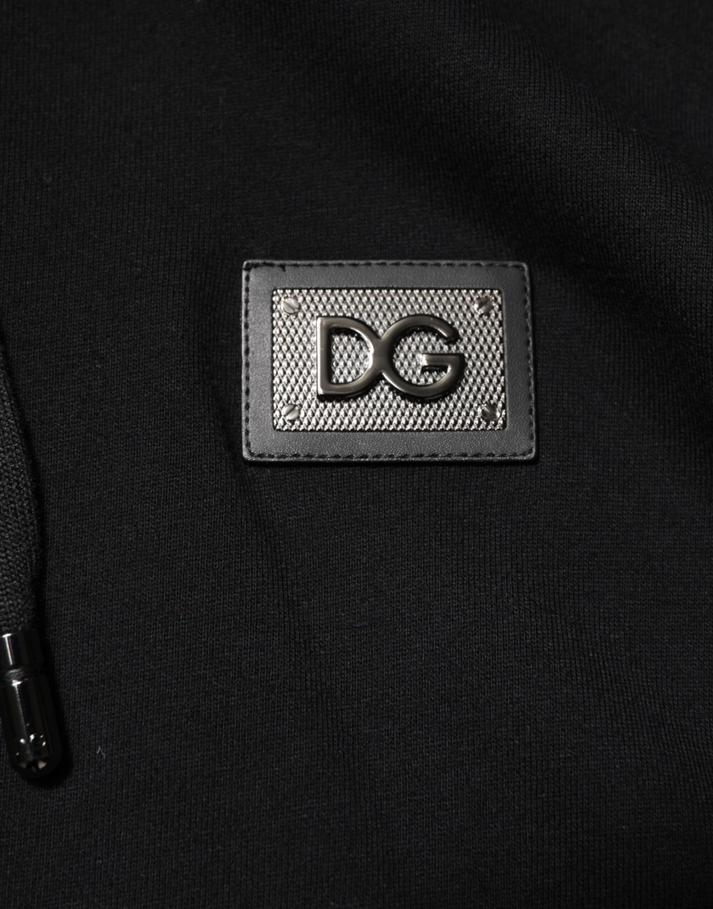 Dolce &amp; Gabbana Black Cotton Plaque Track Cardigan Sweater