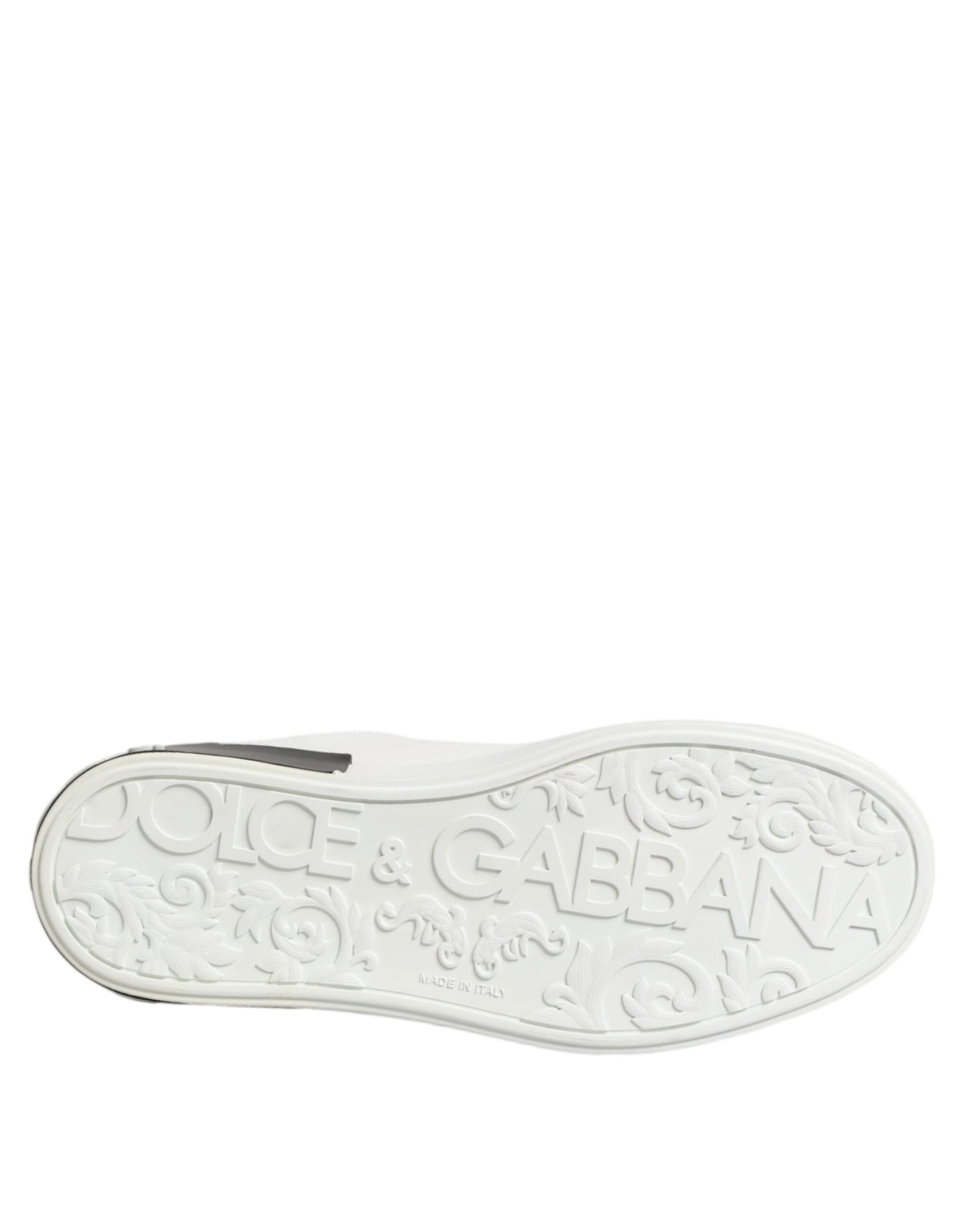 Dolce &amp; Gabbana White Black Leather Portofino Sneaker Shoes