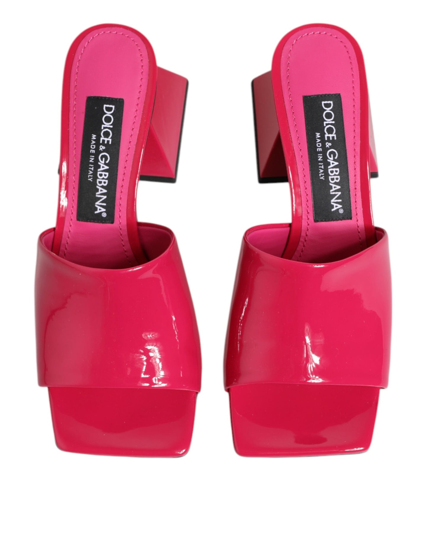 Dolce &amp; Gabbana Pink Open Toe Block Heel Mules Sandals Shoes