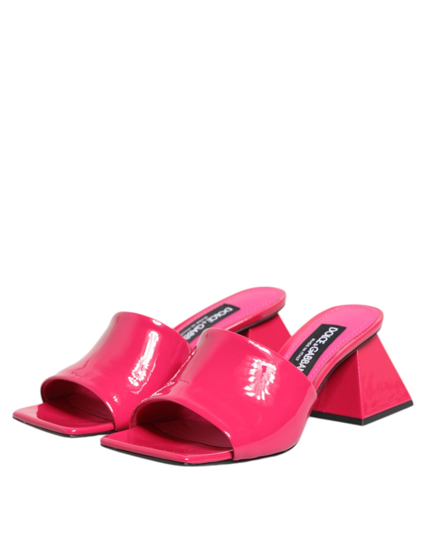 Dolce &amp; Gabbana Pink Open Toe Block Heel Mules Sandals Shoes