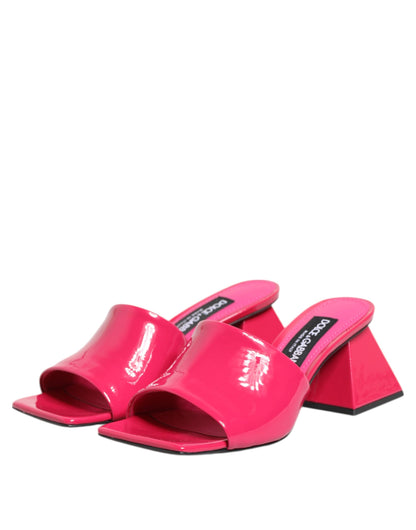 Dolce &amp; Gabbana Pink Open Toe Block Heel Mules Sandals Shoes