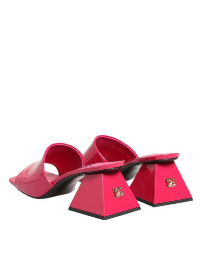 Dolce &amp; Gabbana Pink Open Toe Block Heel Mules Sandals Shoes