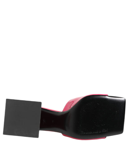 Dolce &amp; Gabbana Pink Open Toe Block Heel Mules Sandals Shoes