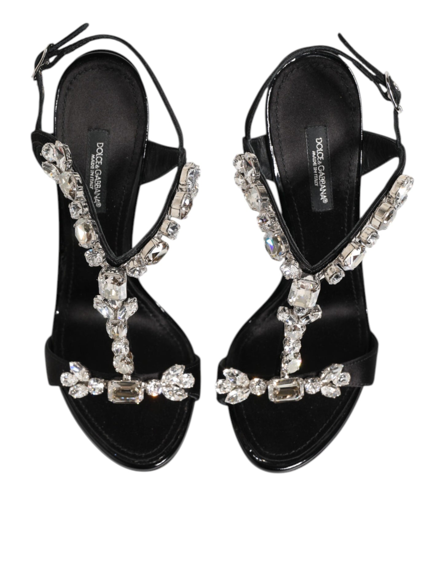 Dolce &amp; Gabbana Black Keira Crystals Heels Sandals Shoes