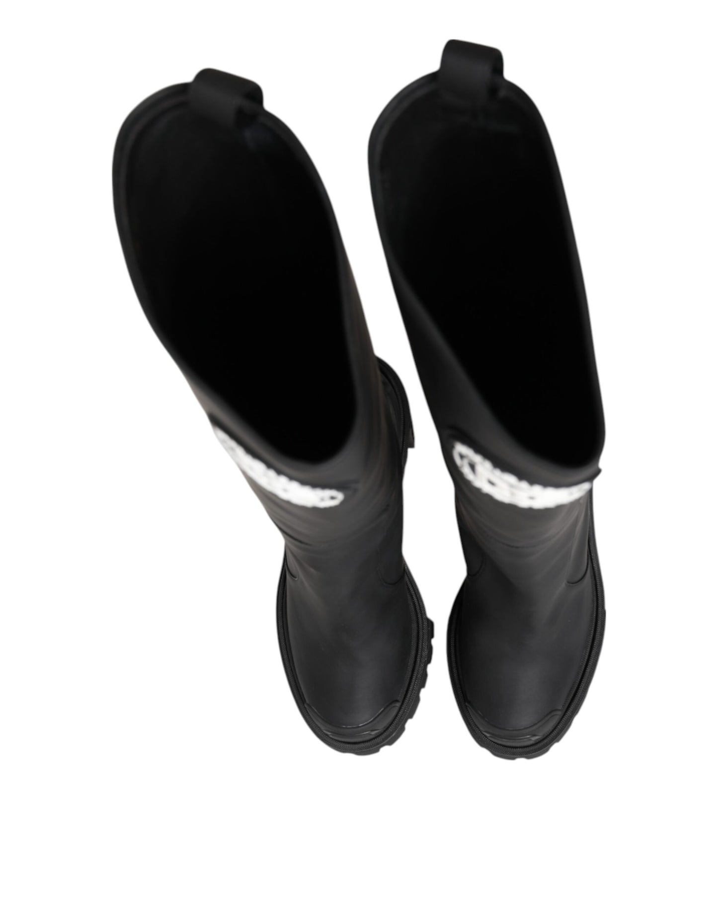 Dolce &amp; Gabbana Black DG Logo Trekking Knee High Boots Shoes