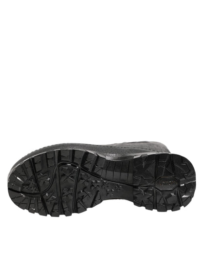 Dolce &amp; Gabbana Metallic Black Pull On Rain Boots Men Shoes