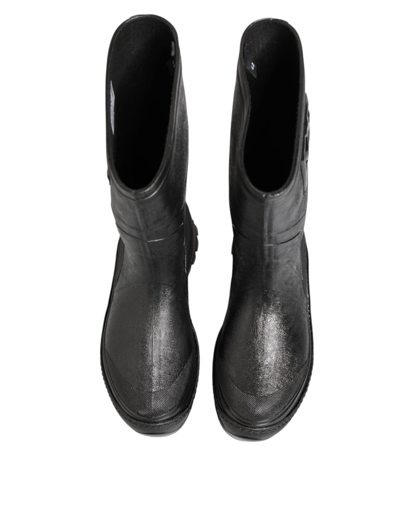 Dolce &amp; Gabbana Metallic Black Pull On Rain Boots Men Shoes